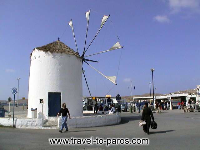 Parikia windmill at the port 