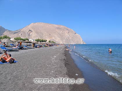 The long blank sandy beach of Perissa The long blank sandy beach of Perissa.